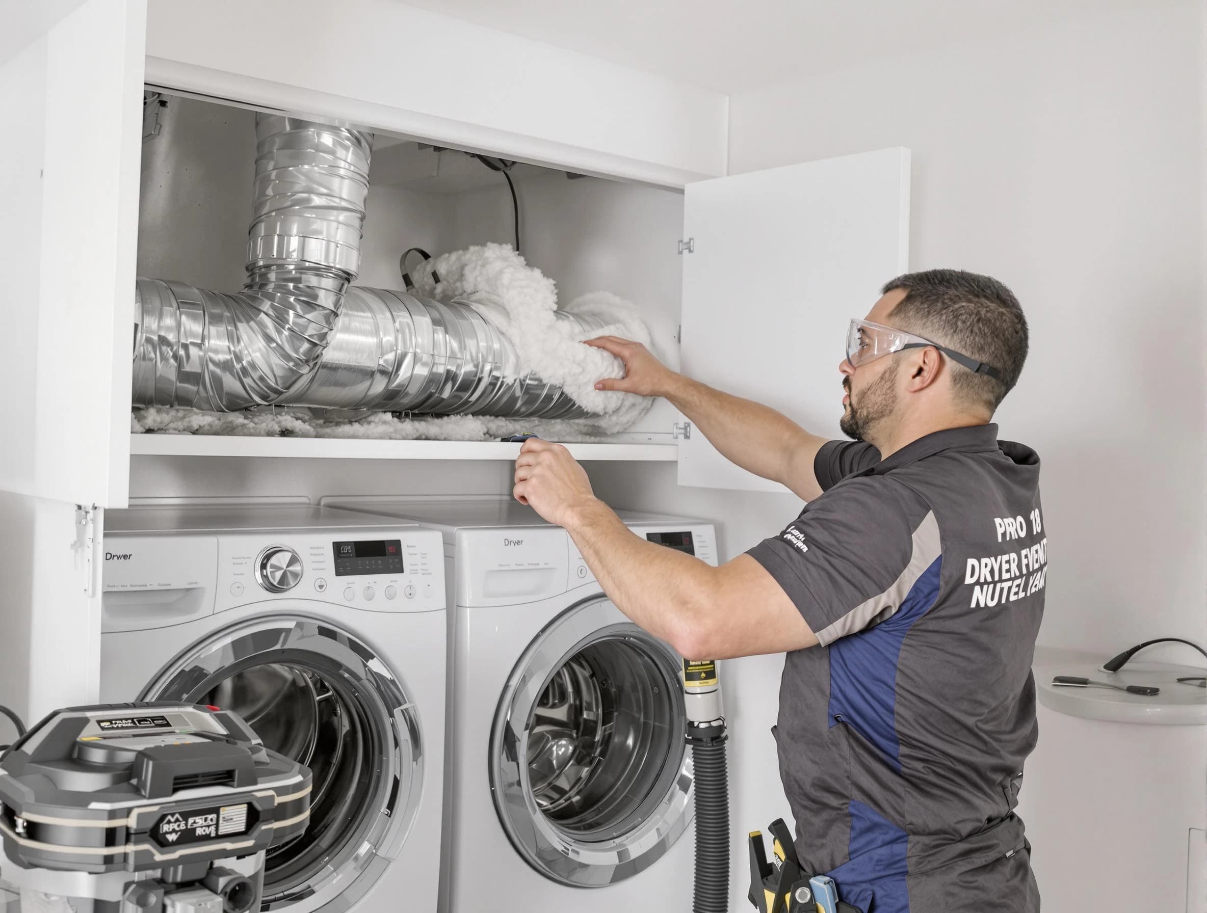 Thornton Dryer Vent Cleaning certified technician performing specialized gas dryer vent cleaning in Thornton